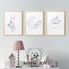 Minik Ayı  Bebek Odası Dekorasyonu Sevimli Kedi 3'lü Tablo / Çerçeve Seti