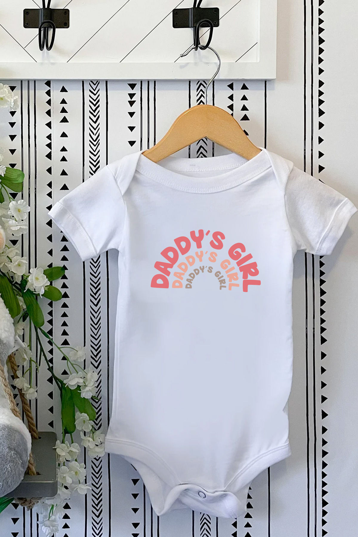 Daddy's Girl Baskılı Bebek Beyaz Body Zıbın - Görsel 6