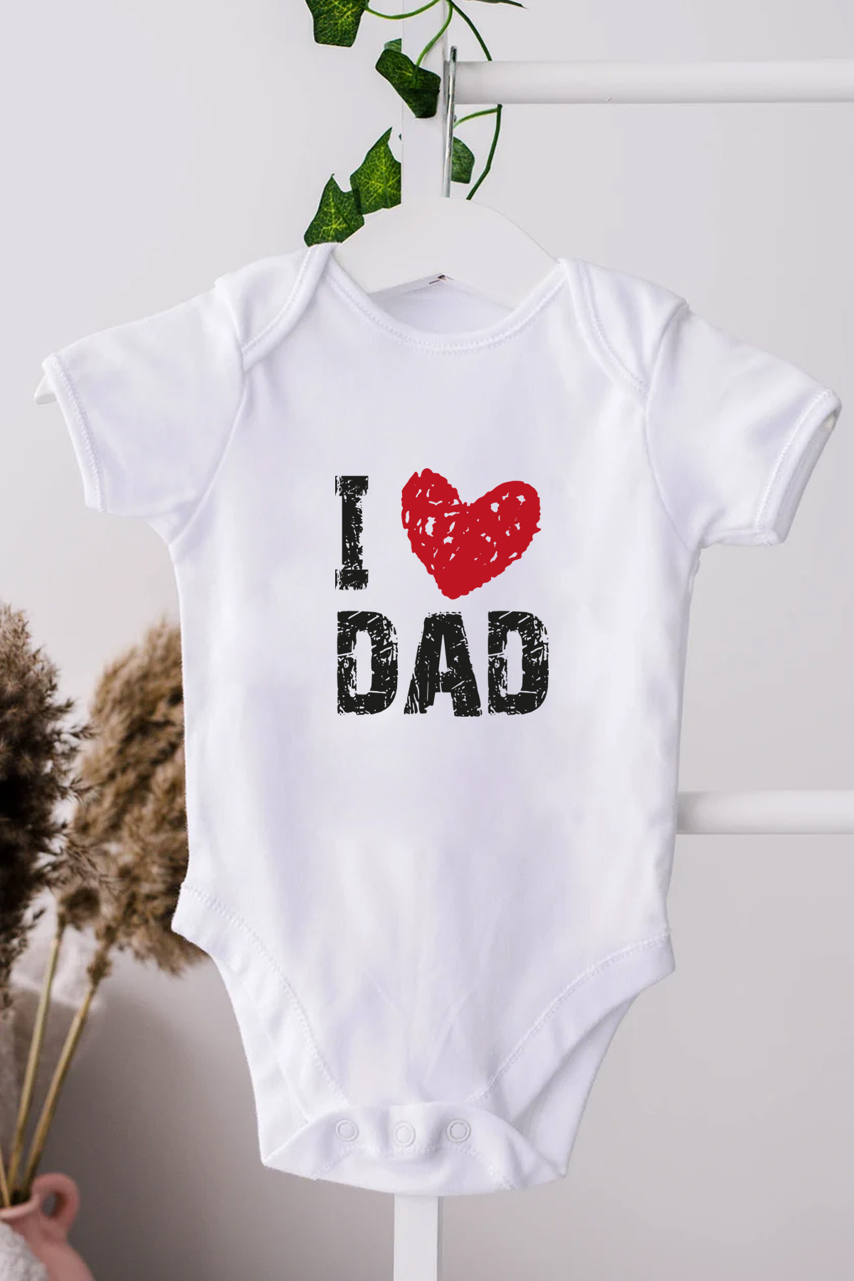 I love DAD Baskılı Bebek Beyaz Body Zıbın - Görsel 5