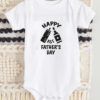 Happy 1ST Father's Day Baskılı Bebek Beyaz Body Zıbın