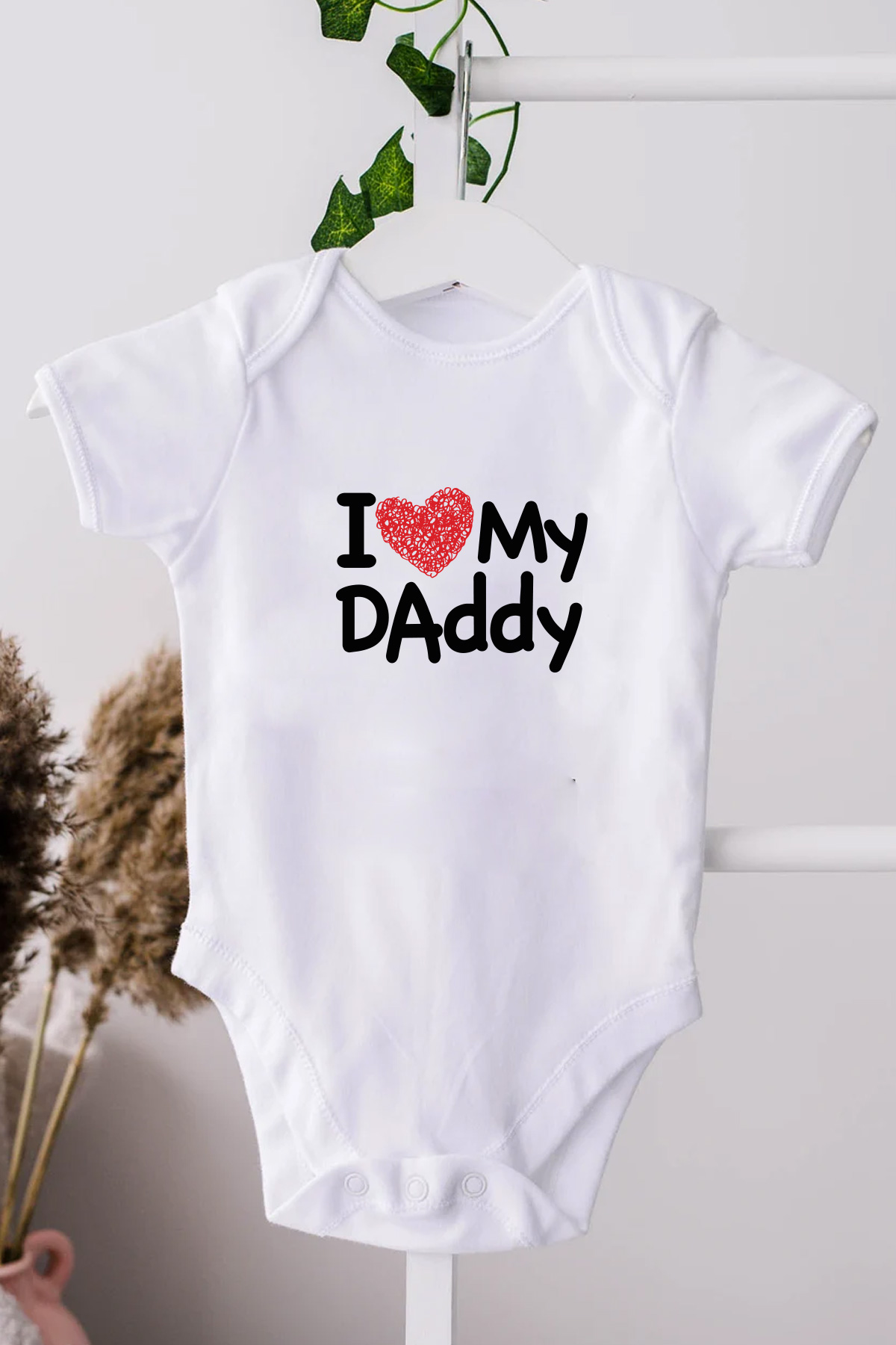 I Love MY DAddy Baskılı Bebek Beyaz Body Zıbın - Görsel 4