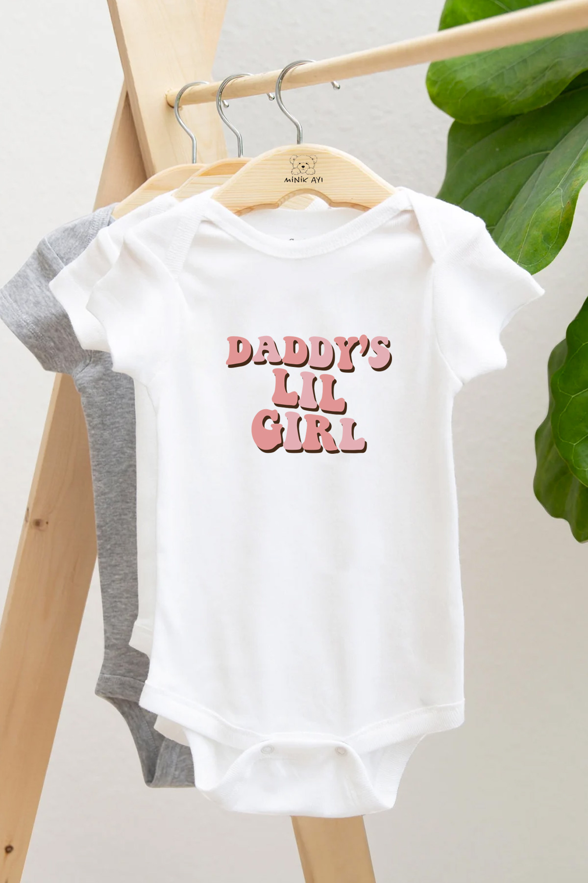Daddy's Lil Girl Baskılı Bebek Beyaz Body Zıbın - Görsel 5