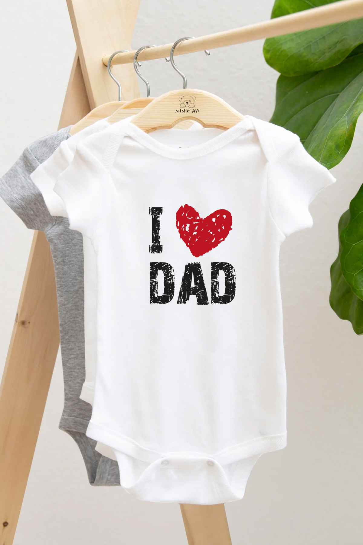 I love DAD Baskılı Bebek Beyaz Body Zıbın - Görsel 4