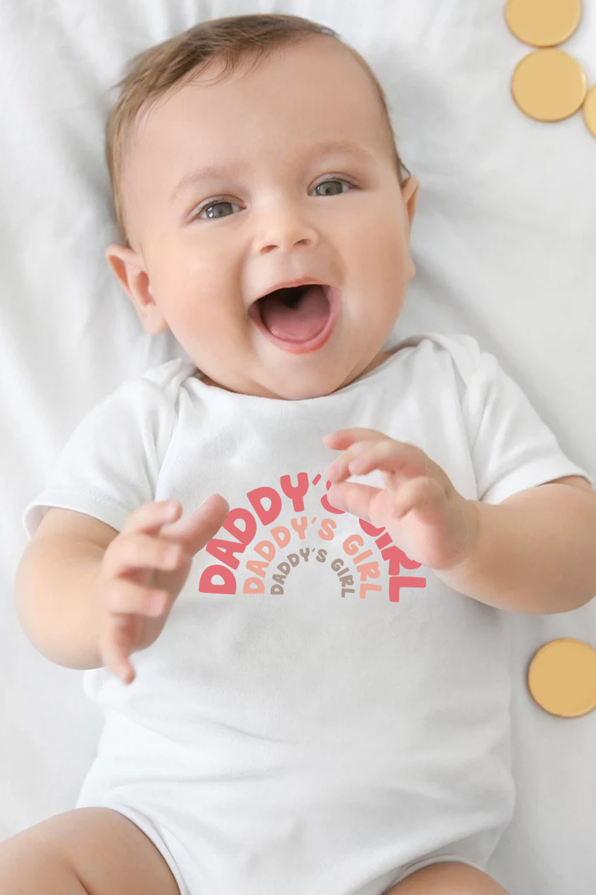 Daddy's Girl Baskılı Bebek Beyaz Body Zıbın