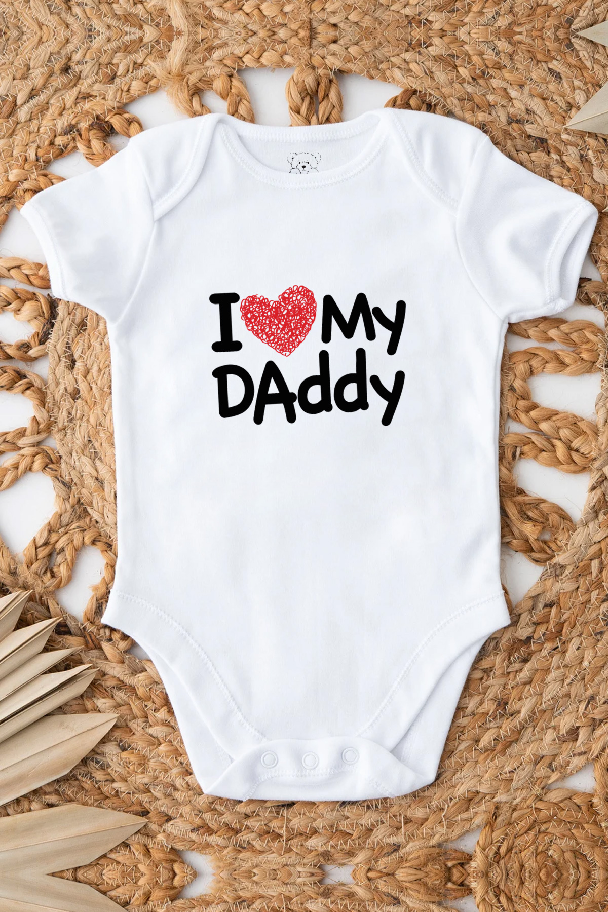 I Love MY DAddy Baskılı Bebek Beyaz Body Zıbın - Görsel 2