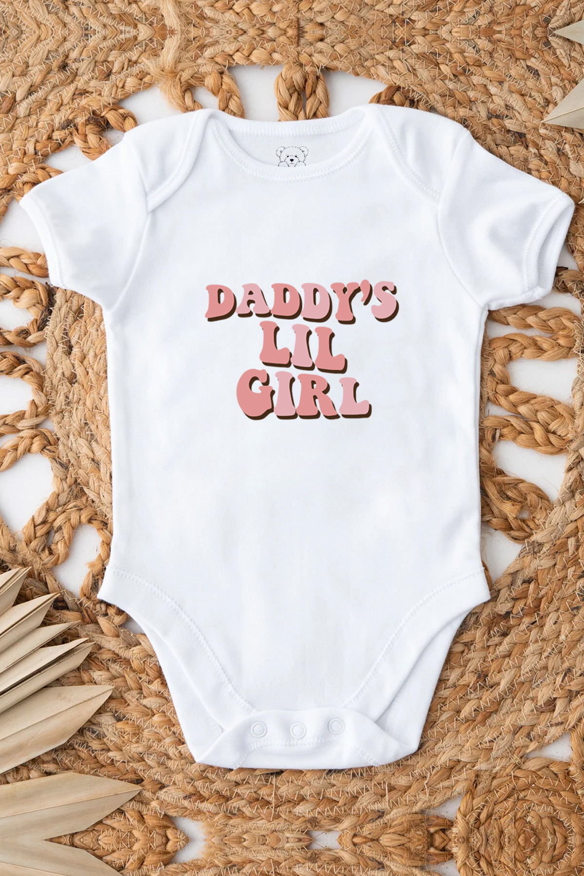 Daddy's Lil Girl Baskılı Bebek Beyaz Body Zıbın - Görsel 4