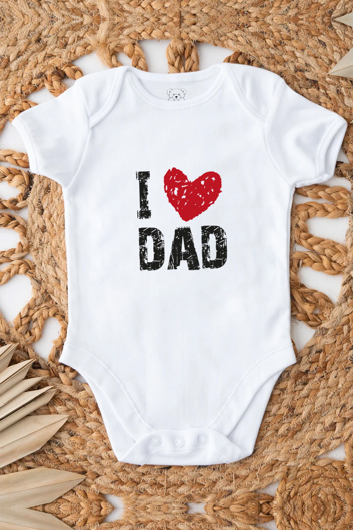 I love DAD Baskılı Bebek Beyaz Body Zıbın