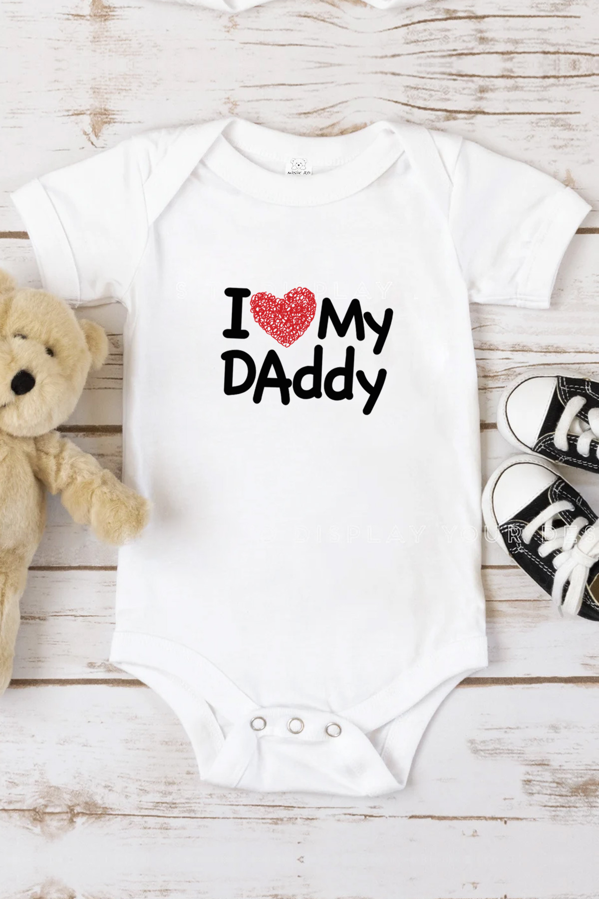 I Love MY DAddy Baskılı Bebek Beyaz Body Zıbın