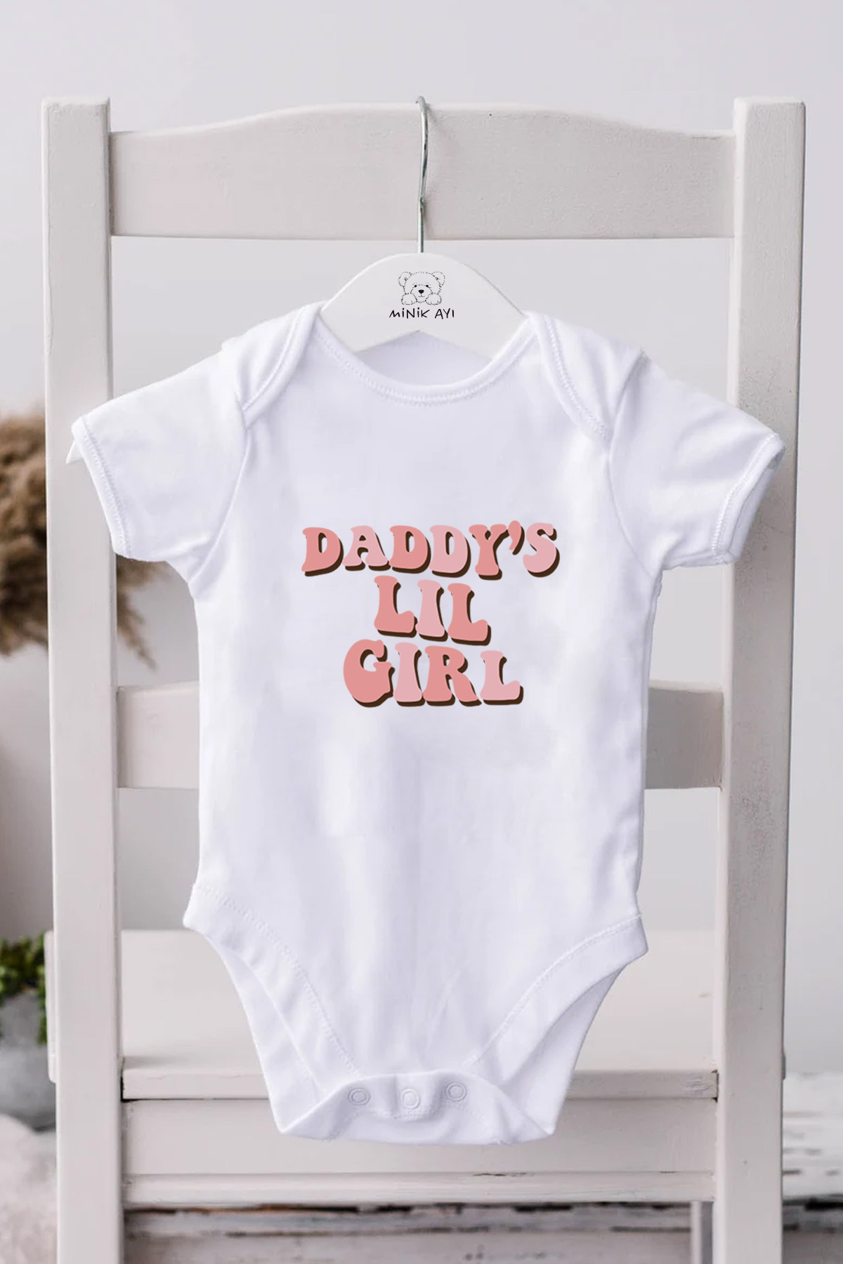 Daddy's Lil Girl Baskılı Bebek Beyaz Body Zıbın - Görsel 3