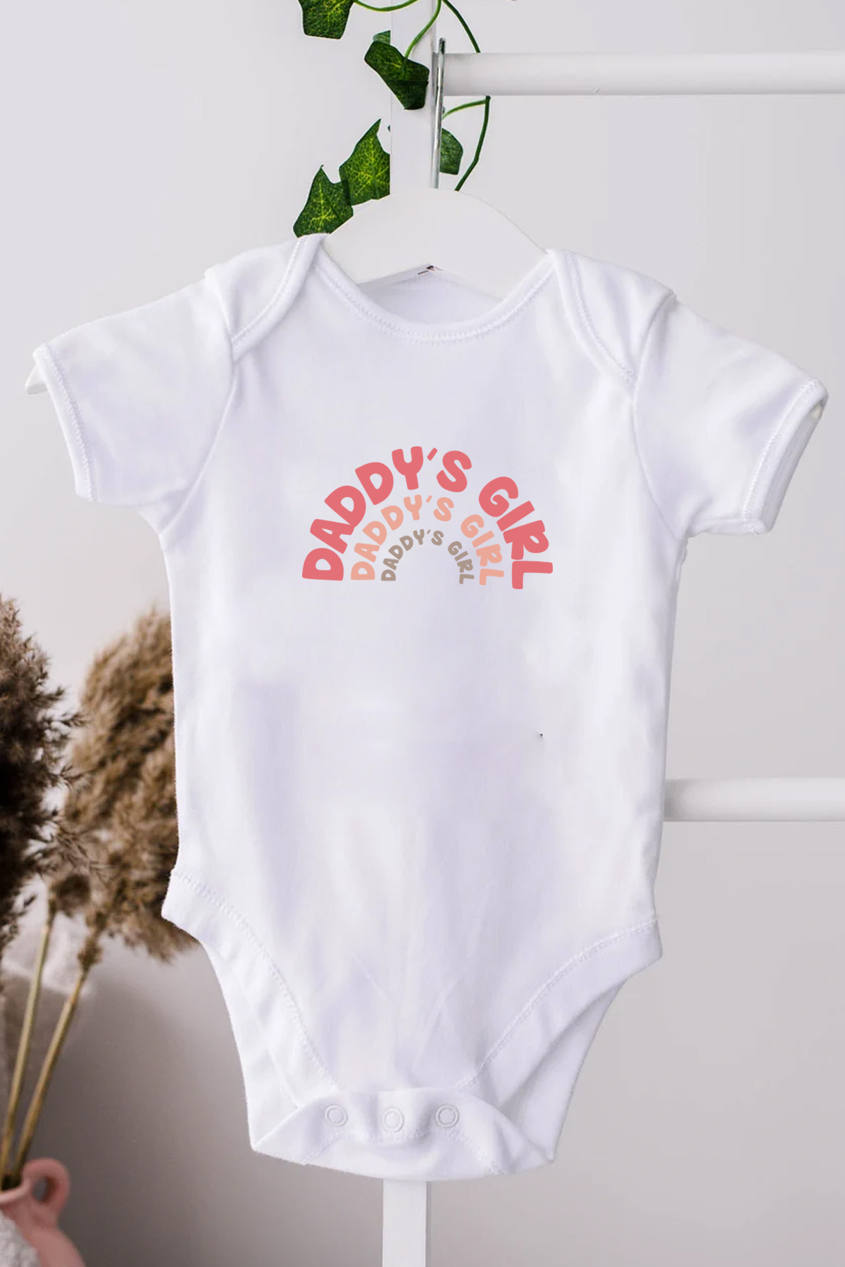 Daddy's Girl Baskılı Bebek Beyaz Body Zıbın - Görsel 2